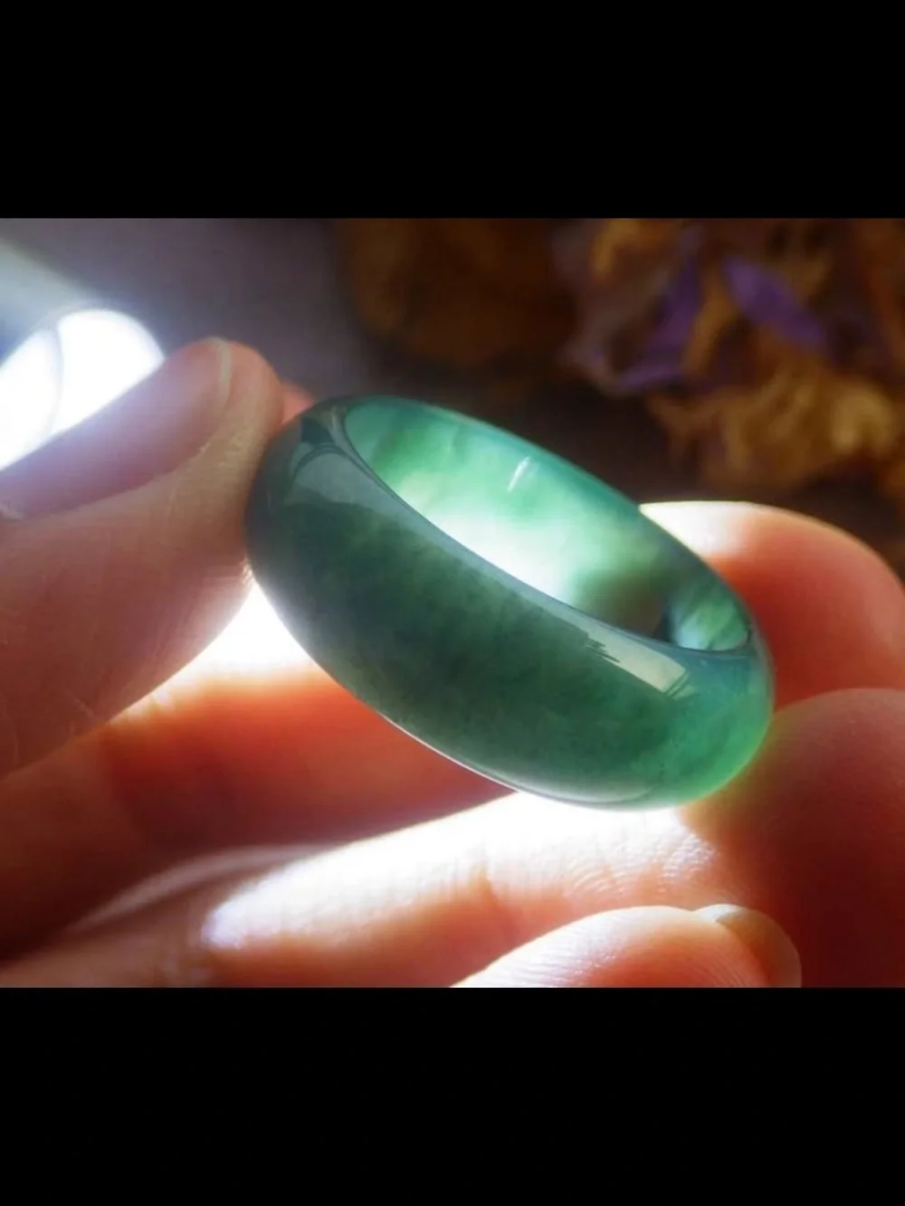 Certificate Jadeite Jewelry Jade luck dark Green Ring Size9
